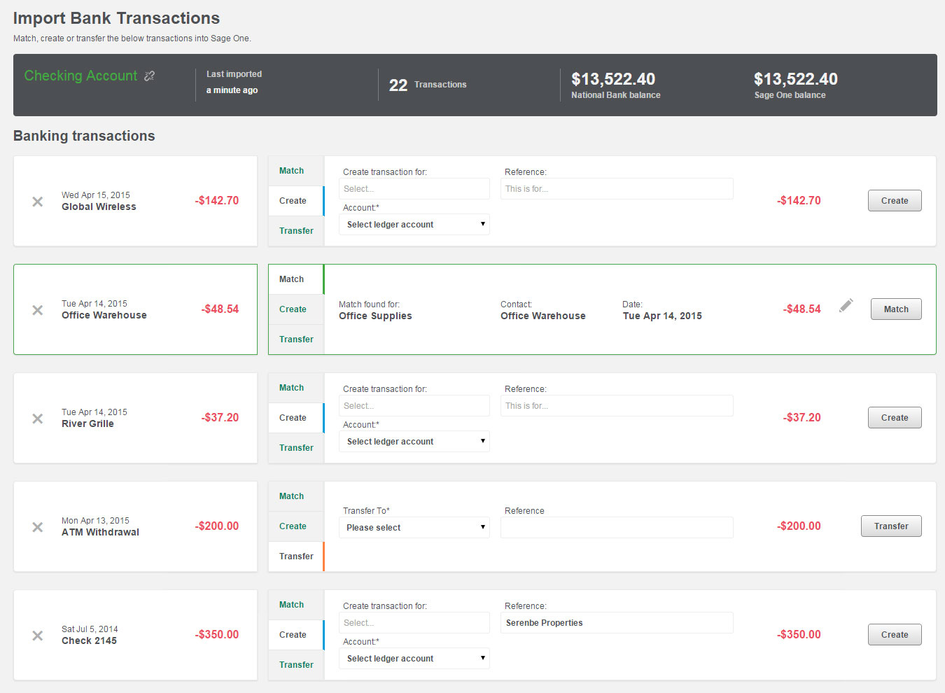 Sage One Bank Reconciliation